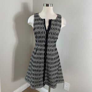 Leifsdottir Womens 6 Tonnelle Zip Up Fit Flare Dress Sleeveless Stretch Pleated